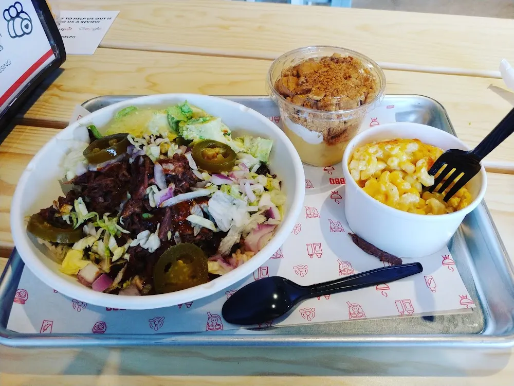 Brisket Bowl Mac N Cheese PB Banana Pudding